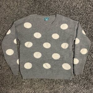 Love By Design SZ S sweater grey/white polka dot acrylic sweater cropped sleeves